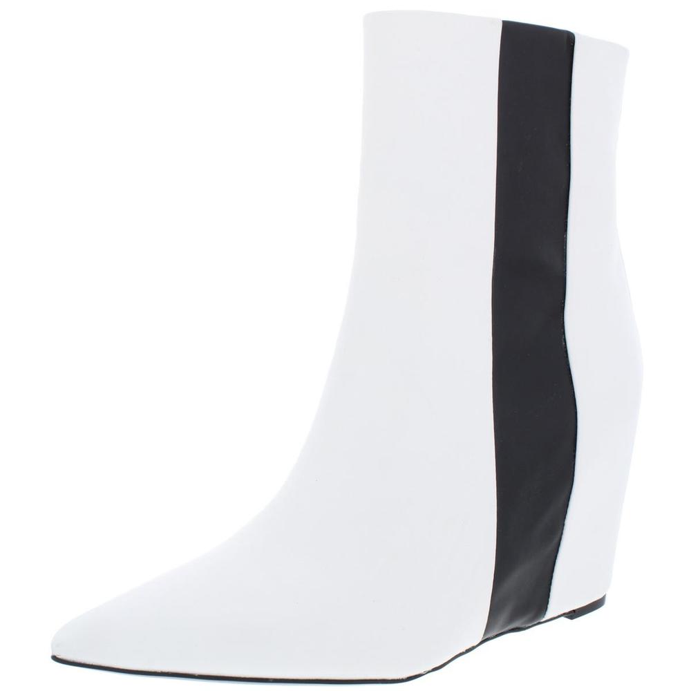 Calvin Klein White Ankle Boots with Black Side Stripe